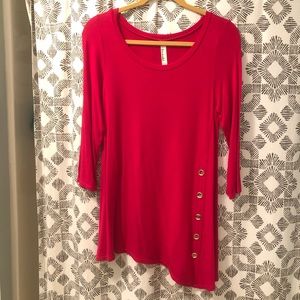 Emerald tunic with button detail, hot pink, medium